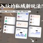 日入1k的私域新玩法：日引30+精准流，转化率50%，日销5-10笔（单笔3张）