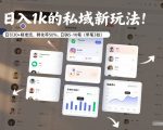 日入1k的私域新玩法：日引30+精准流，转化率50%，日销5-10笔（单笔3张）