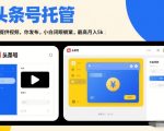 头条号AI托管，我提供视频，你发布，小白闭眼躺賺，最高月入5k+【揭秘】