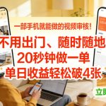 一部手机就能做的视频审核！不用出门，随时随地，20秒钟做一单，单日收益轻松破4张【揭秘】