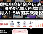 虚拟电商轻资产玩法：拼多多机器人代运营，月入1-5W的实战路径【揭秘】