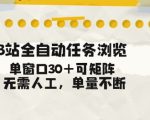 B站全自动任务浏览，单窗口30+可矩阵操作，无需人工单量不断【揭秘】