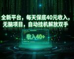最新看广平台，每天保底30-4米，无脑项目，自动挂G解放双手【揭秘】