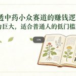 扒透中药小众赛道的賺米逻辑，潜力巨大，适合普通人的低门槛副业
