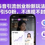 抖音引流创业粉新玩法，日引50粉，不违规不封号