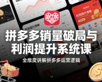 拼多多销量破局与利润提升系统课，全维度讲解拼多多运营逻辑