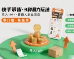 快手带货3种暴力玩法，月入1W+，无需直播、无需囤货、无需拉人推广，适合普通人副业项目