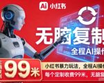 小红书暴力玩法，全程AI操作，每个定制收费99米，无脑复制