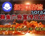 Coze扣子工作流一键生成Sora2美食户告宣传视频，保姆级搭建教程