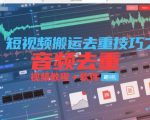 短视频搬运去重技巧之音频去重，视频教程+软件