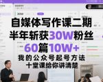 自媒体写作课二期，半年斩获30W粉丝，60篇10W+，我的公众号起号方法论，十堂课给你讲清楚