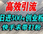 怎么打创业粉？快手求带视角精准引流创业粉，宝妈、学生群体日进500+精准流量