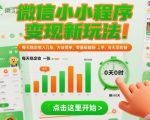 微信小程序变现新玩法，每天稳定收入几张，方法简单，零基础也能轻松上手，当天见收益【揭秘】
