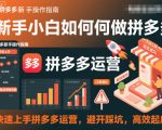 新手小白如何做拼多多，快速上手拼多多运营，避开踩坑，高效起店