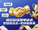 销冠超级爆单话术，把话说出去+把钱收回来