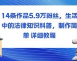14条作品5.9W粉丝，生活中的法律知识科普，制作简单详细教程