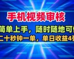 手机视频审核，随时随地可做，二十秒钟一单，单日收益4张+【揭秘】