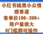小红书暗黑小众情感赛道，客单价100-300+用户量很大，0门槛即可操作