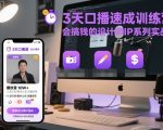 3天口播速成训练营，会搞钱的设计师IP系列实战课