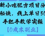 最新小吃配方项目分享独家秘诀，线上单日5张，手把手教学实操