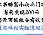 小红书暗黑小众冷门项目每天变现2张当天可能就会有收益