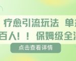 疗愈引流玩法，单条引流百人，保姆级全流程