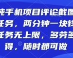 纯手机项目评论截图任务，两分钟一块钱多劳多得，随时随地都能做【揭秘】