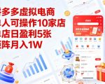 拼多多虚拟电商，单人可操作10家店，单店日盈利5张，矩阵月入1W+【揭秘】