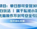 新项目单日即可变现3张的小白玩法无脑操作不封号安全引流