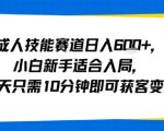 成人技能赛道日入多张，小白新手适合入局，每天只需10分钟即可获客变现