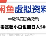 闲鱼虚拟资料新变现玩法，信息差项目，一次出单两份收益，无需囤货，可批量矩阵，零基础小白也能日入多张
