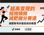 超高变现的短视频减肥细分赛道，减肥账号抖音实战训练营