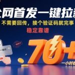 全网首发一键拉新项目，不需要回传，接个验证码就完事，稳定靠谱，一小时收益70+【揭秘】