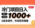 在小红书上发现个冷门路子，需求不小，零成本操作，每天能有1k进账