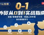外贸如何快速0-1认知课-适合内贸转外贸的老板，管理者学习