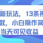 书单号新玩法，13条视频变现5位数，小白操作简单，当天可见收益