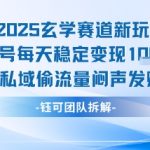 2025玄学赛道新玩法单号每天稳定变现1k+私域偷流量闷声发财