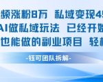 单条视频私域变现4.9k+利用AI做私域玩法 已经开始火热0基础也能做的副业项目轻松上手