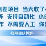 蓝海信息差项目当天收米1k+ 支持矩阵支持自动化小白能操作全程AI操作不需要人工你只要会电脑