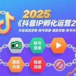 抖音IP孵化运营2025年，抖音底层逻辑-账号搭建-摄影剪辑-账号内容-规避违规