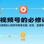 视频号的必修课，视频号的底层逻辑及核心视频号精准流量，变现，直播等核心