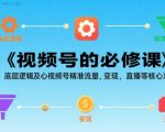 视频号的必修课，视频号的底层逻辑及核心视频号精准流量，变现，直播等核心