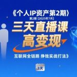 个人IP资产第2期【2025年7月】三天直播课，​小团队高变现，互联网全链路挣钱实战打法
