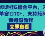 最新阅读挂G撸金平台，无风控，单窗口70+，支持矩阵，保姆级教程【揭秘】