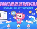 最新哔哩哔哩上B站搬砖项目，每天能挣几张？揭秘一般人不知道的蓝海赛道