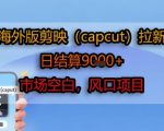 海外版剪映(capcut)拉新，日结算1k+，市场空白，风口项目