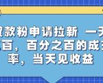 贷款粉申请拉新，一天三张，百分之百的成交率，当天见收益【揭秘】
