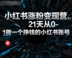 小红书涨粉变现营，21天从0-1做一个挣钱的小红书账号