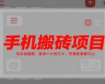 手机搬砖项目，有手就能做，亲测一小时几十，苹果安卓都可以