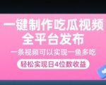 一键制作吃瓜视频，全平台发布，一条视频可以实现一鱼多吃，轻松实现日4位数收益【揭秘】